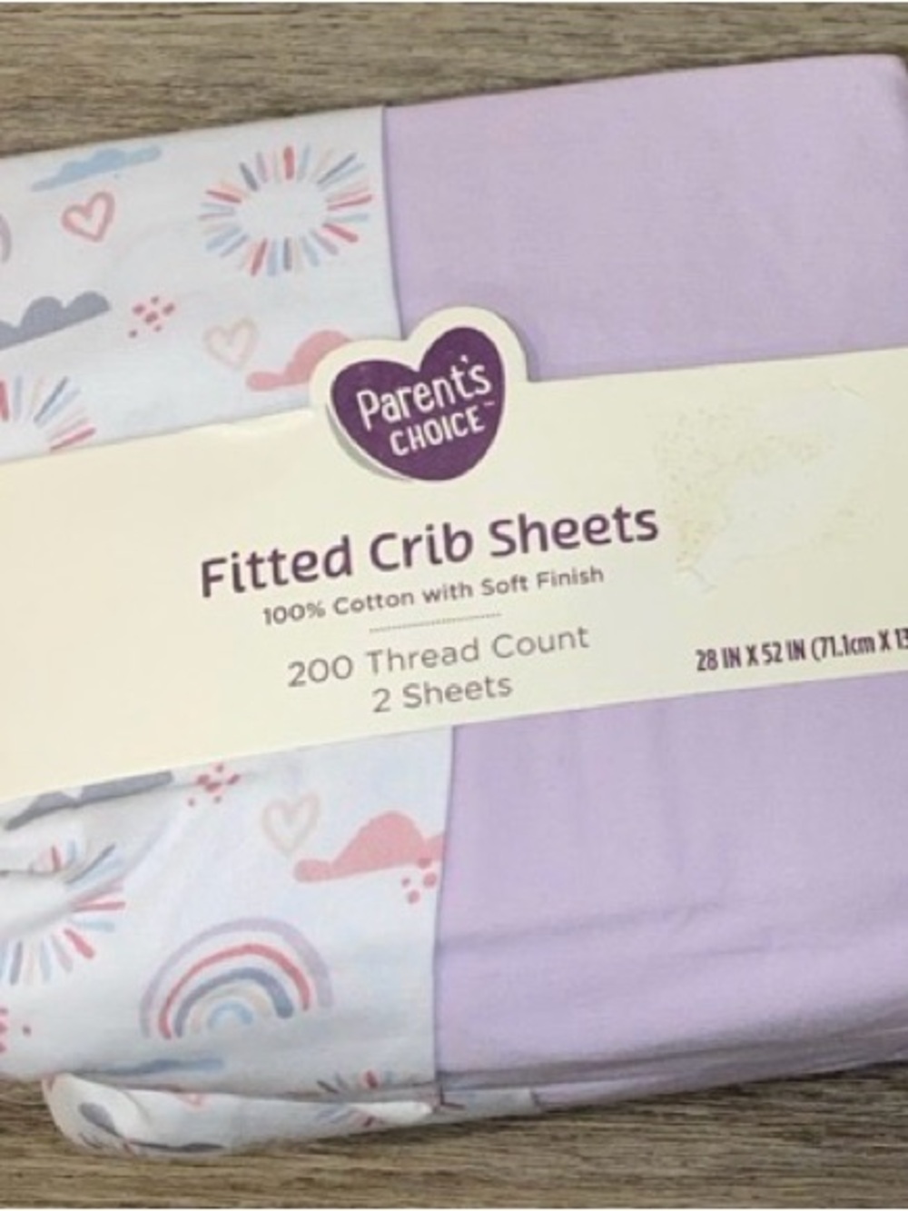 Parent's Choice Lavender & Pastel Rainbow Fitted Crib Sheets - 2-Pack